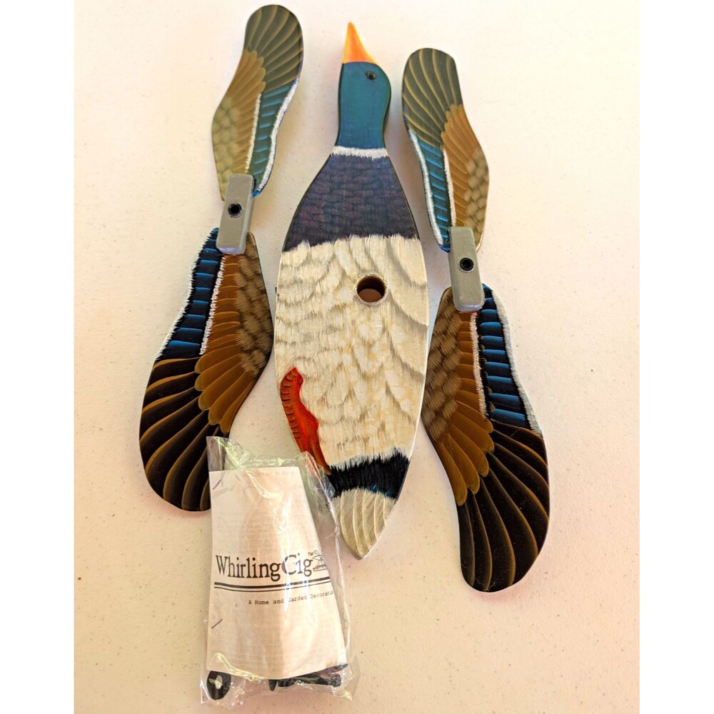 WhirlingGig Bird Whirligig Windmill, Painted Wood/Plastic Folk Art, Weatherproof